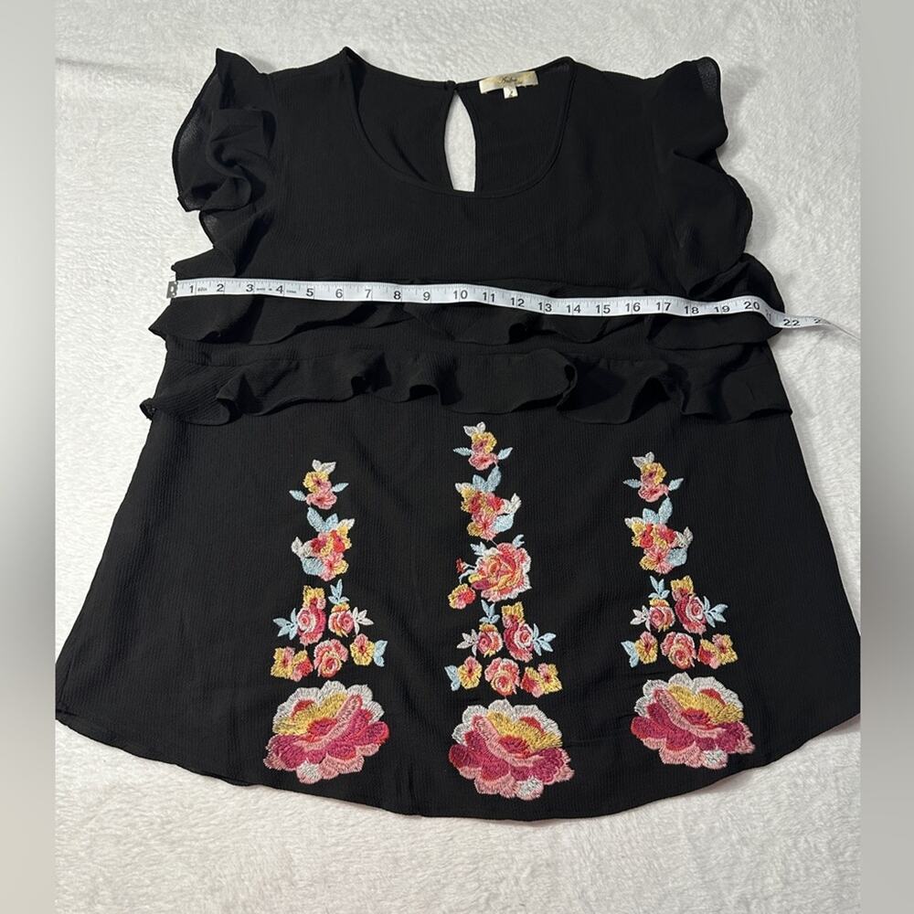 Andree By Unit Flutter Sleeve Black Ruffle Embroi… - image 5